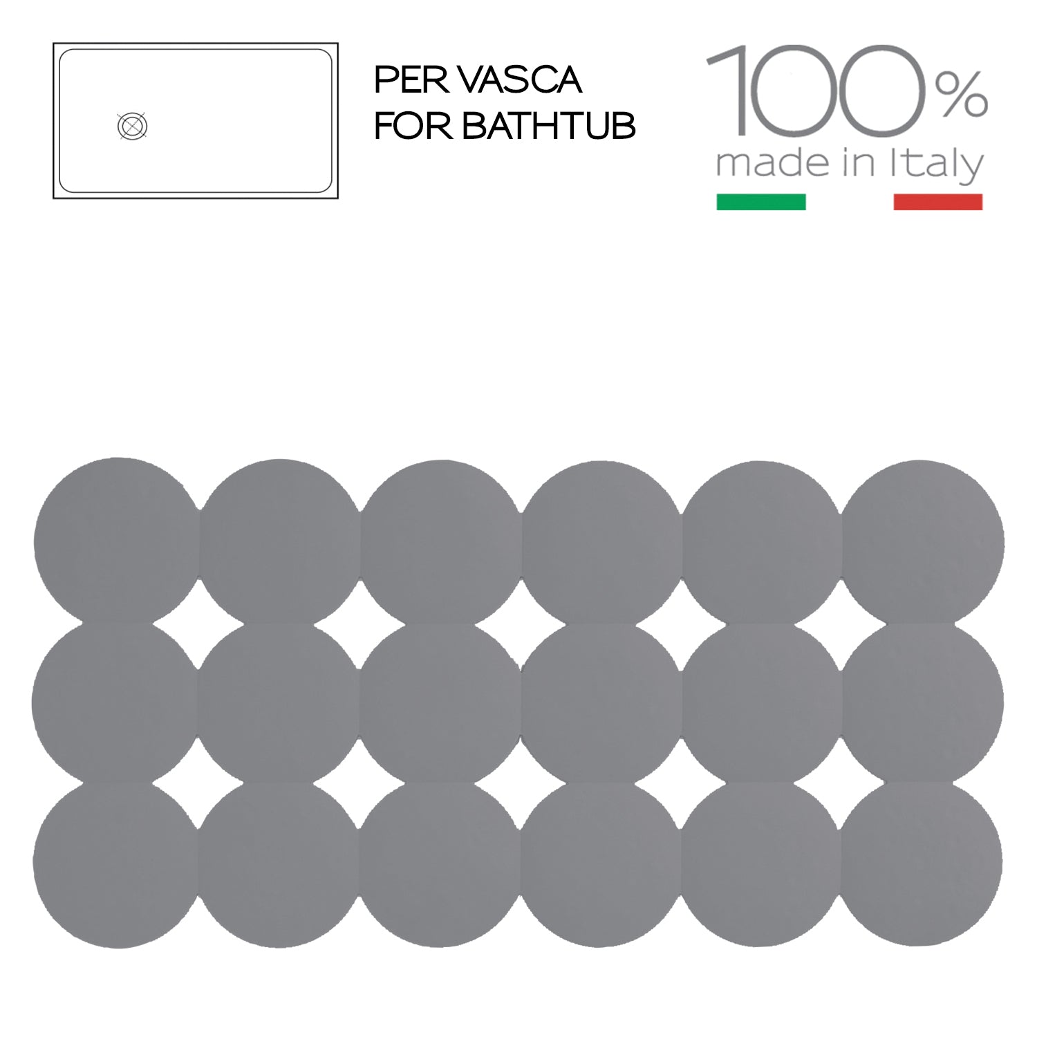 Tappeto antiscivolo vasca Giotto di Gedy 39x79 cm - Grigio