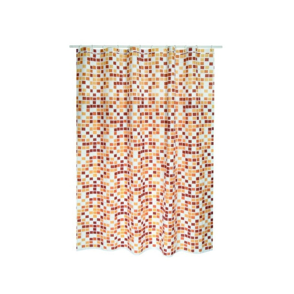 Tenda doccia in poliestere modello Mosaico 180 x 200 cm - Multicolore/Beige