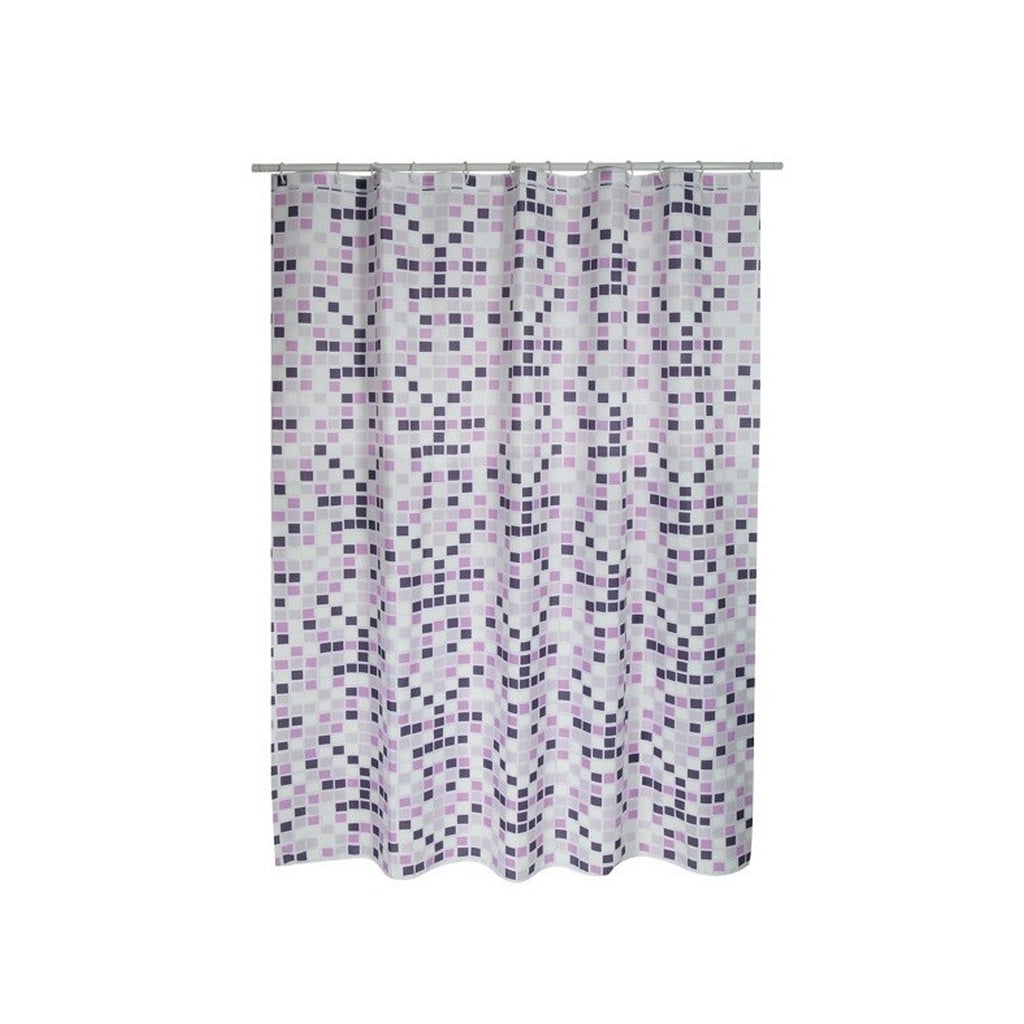 Tenda doccia in poliestere modello Mosaico 180 x 200 cm - Multicolore/Viola