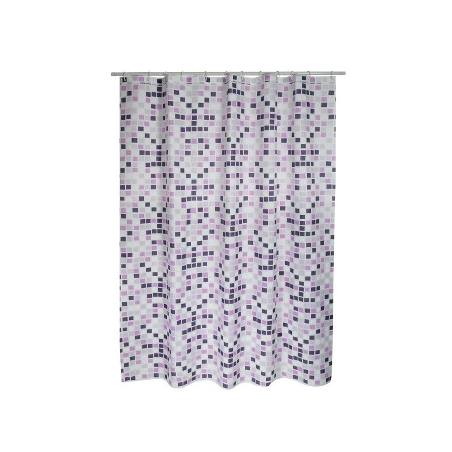 Tenda doccia in poliestere modello Mosaico 180 x 200 cm - Multicolore/Viola
