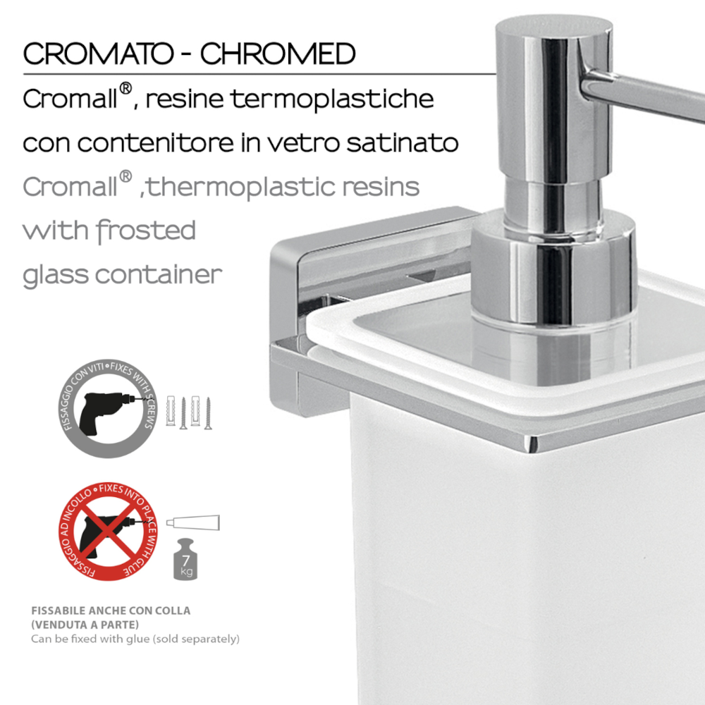 Dosasapone a parete con erogatore in Cromall Gedy modello Atena - Cromato