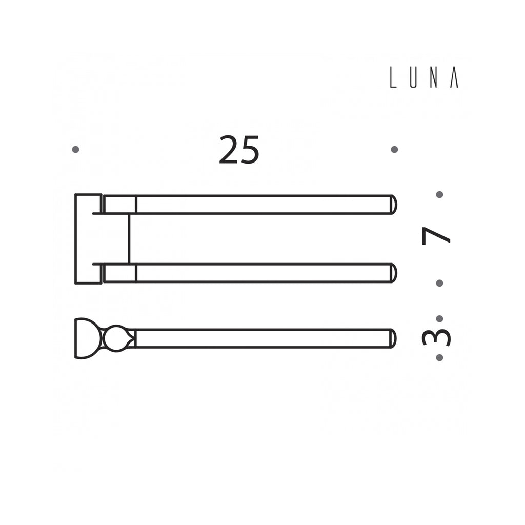 Porta salvietta doppio snodo 25cm in ottone collezione Luna di Colombo Design