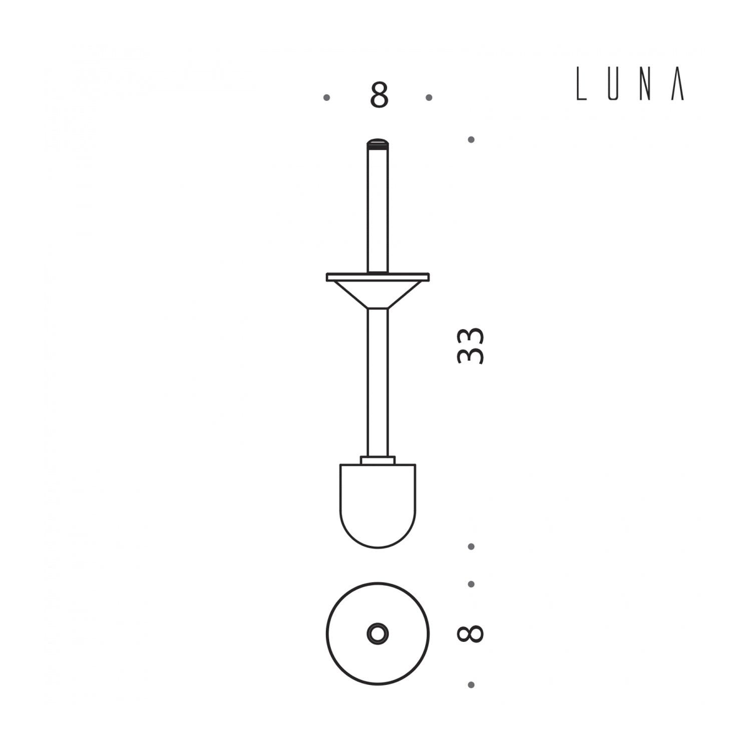 Manico con sbuffo per scopino d'appoggio Luna di Colombo Design