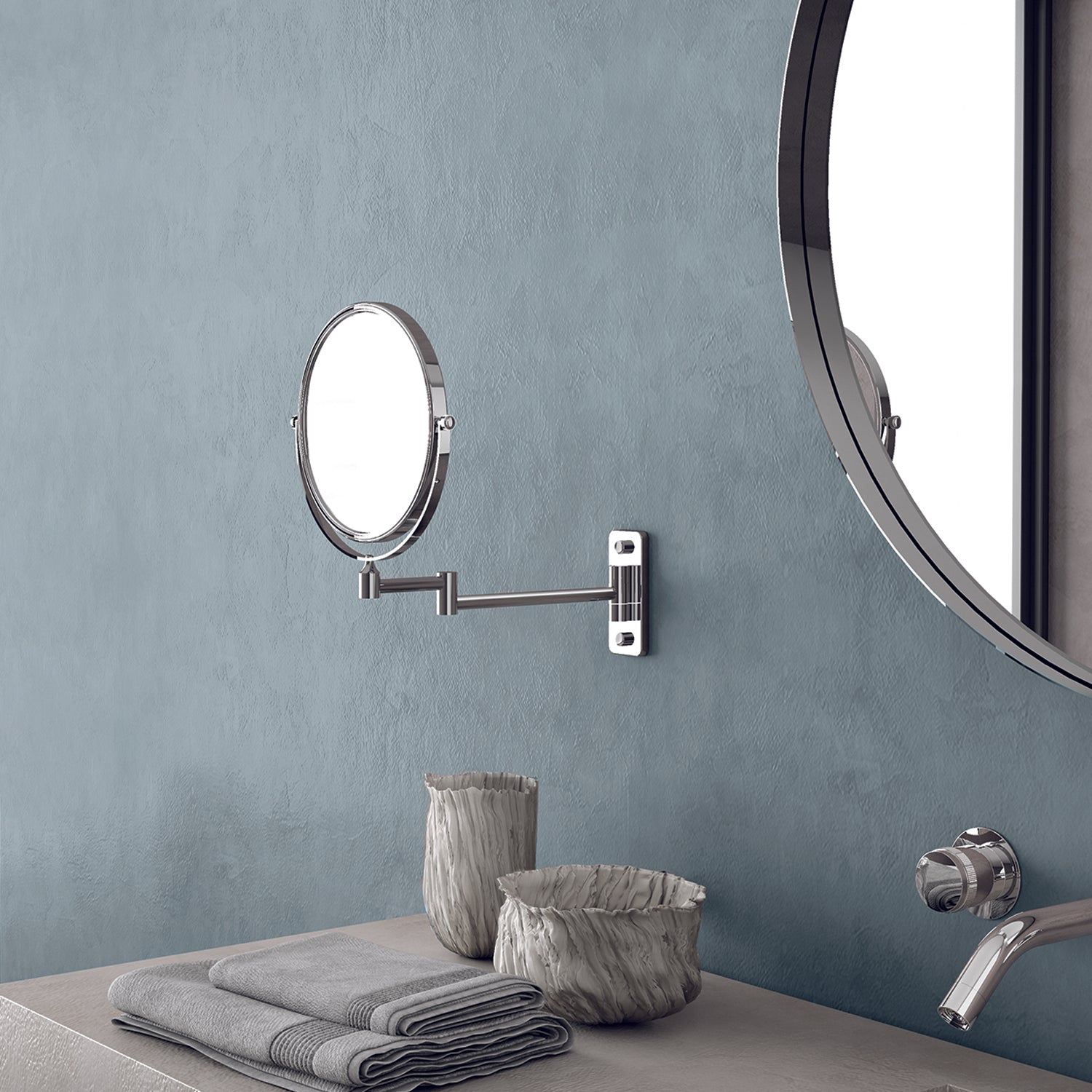 Specchio ingranditore Gaia di Gedy in Acciaio Inox - Cromato