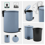 Pattumiera a pedale in acciaio modello Adelar capienza 5 litri colore blu opaco