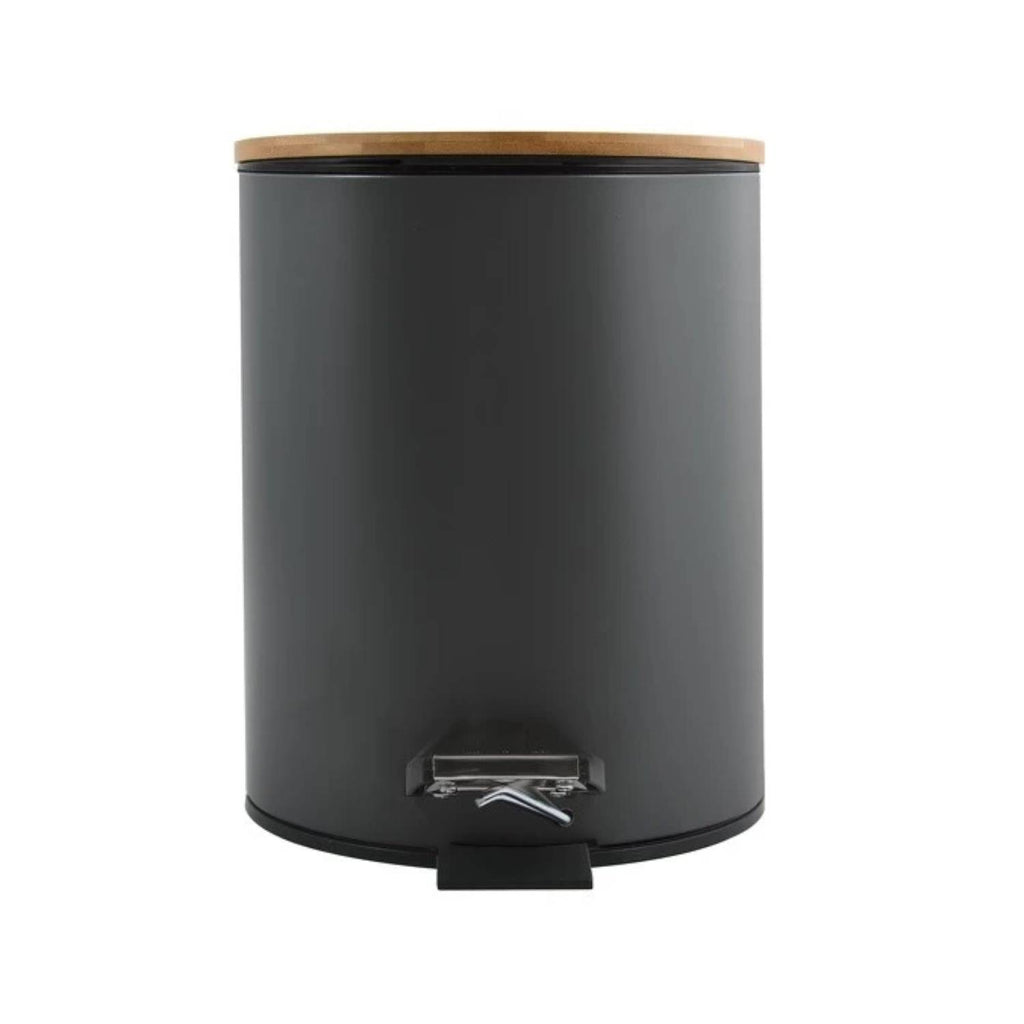 Pattumiera a pedale in acciaio e bambÃ¹ modello Adonis capienza 3 litri colore grigio matto