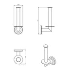 Porta rotolo verticale a muro in ottone cromato della collezione 'Architect s+' by Cosmic