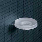 Porta sapone in ottone cromato con piattino in vetro satinato Colombo Design collezione Mini Con fissaggio a tassello
