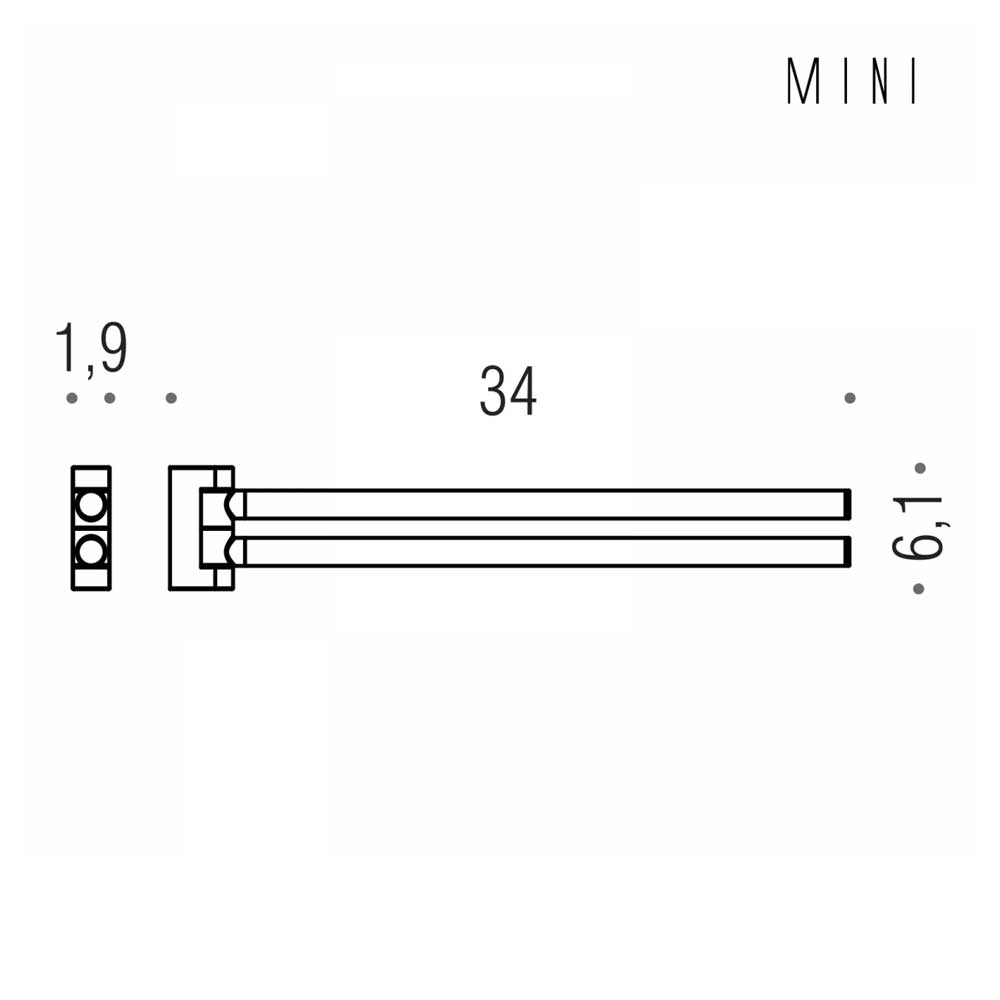 Porta salviette doppio a Snodo in ottone cromato  Colombo Design collezione Mini Con fissaggio a tassello