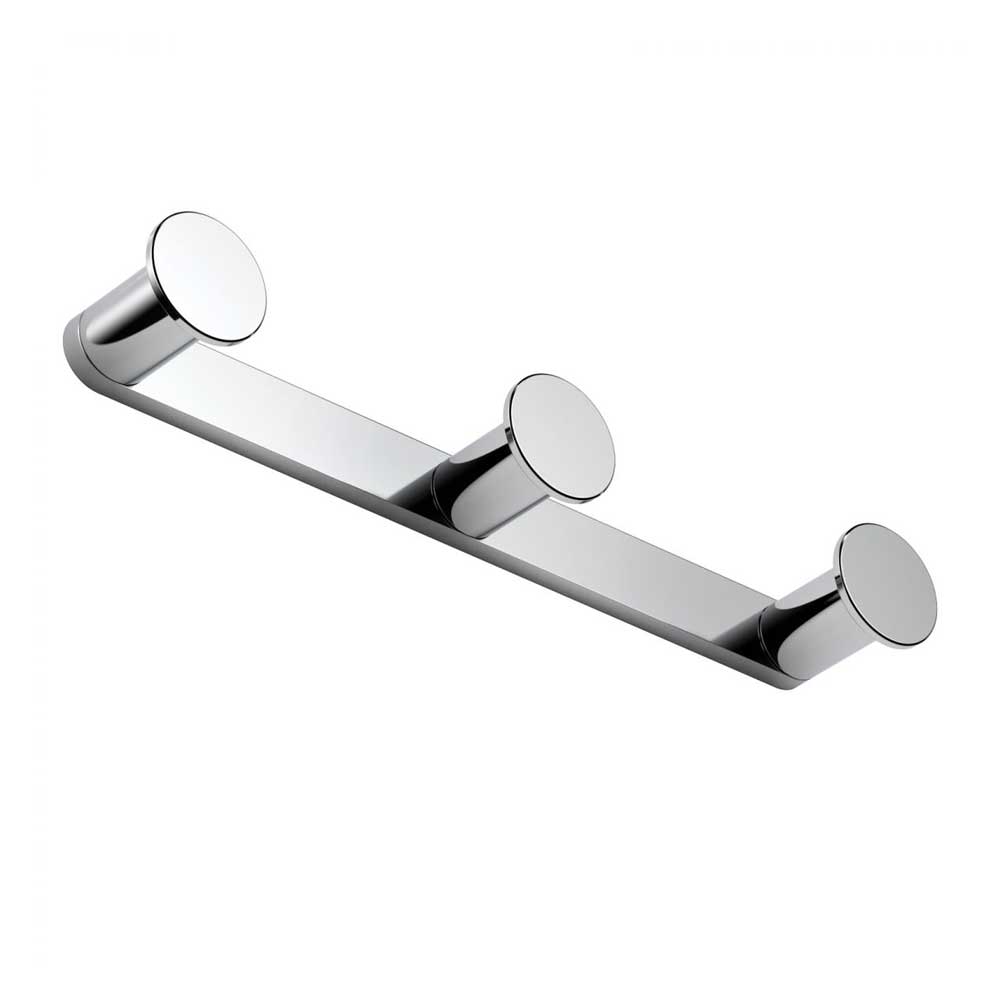 Appendino a tre ganci in ottone cromato  Colombo Design collezione Mini Con fissaggio a tassello