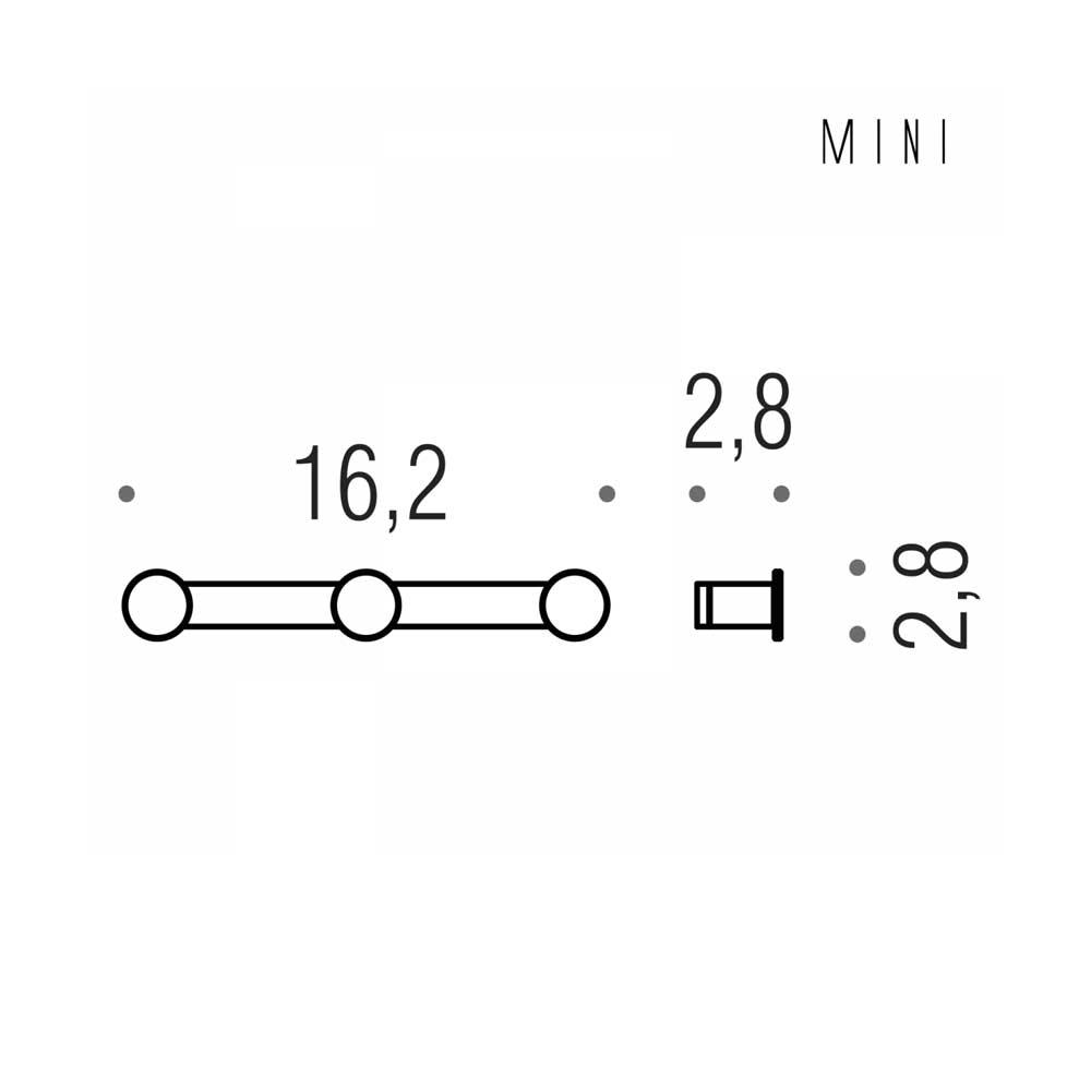 Appendino a tre ganci in ottone cromato  Colombo Design collezione Mini Con fissaggio a tassello