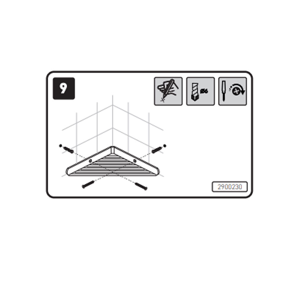 Griglia porta sapone angolare sospesa in acciaio inossidabile della collezione 'Logic' by Cosmic cm 18x18x2