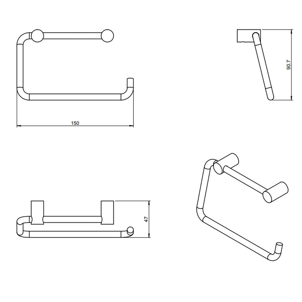 Porta rotolo/porta asciugamani sospeso in acciaio inossidabile lucido della collezione 'Logic' by Cosmic