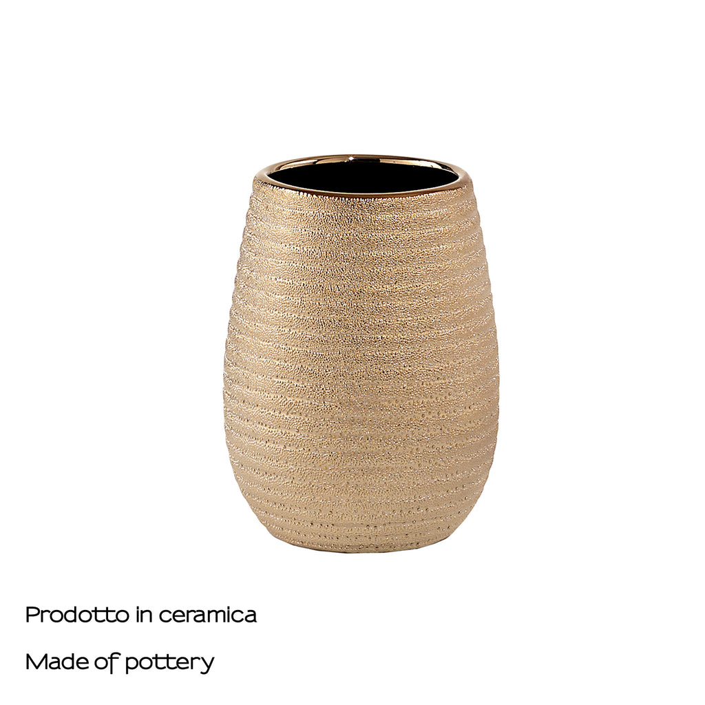 Portaspazzolini da appoggio in ceramica Gedy modello Astrid - Oro