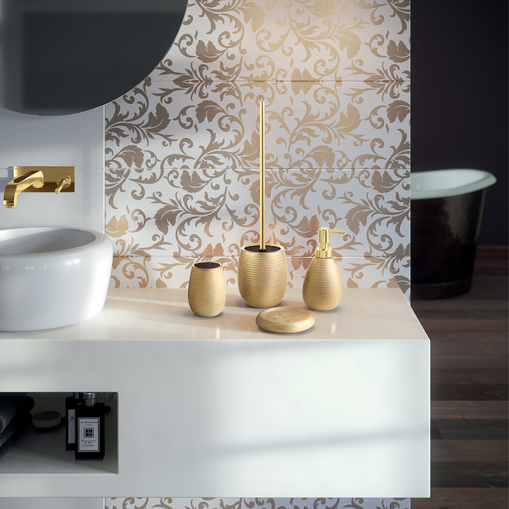 Portaspazzolini da appoggio in ceramica Gedy modello Astrid - Oro