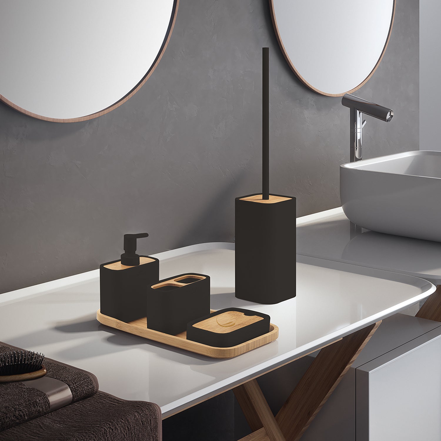 Dispenser sapone da appoggio con erogatore Gedy modello Ninfea - Nero Matt