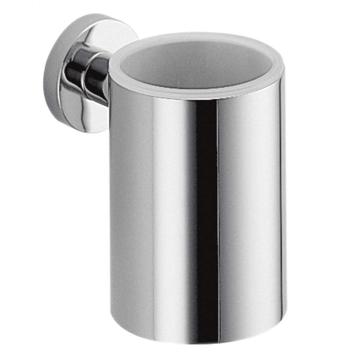 Porta spazzolini da bagno in vetro e ottone cromato collezione Plus di Colombo Design