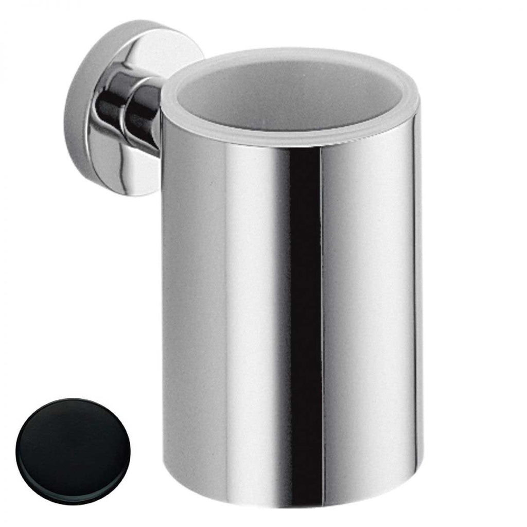 Porta spazzolini da bagno in vetro e ottone nero opaco collezione Plus di Colombo Design