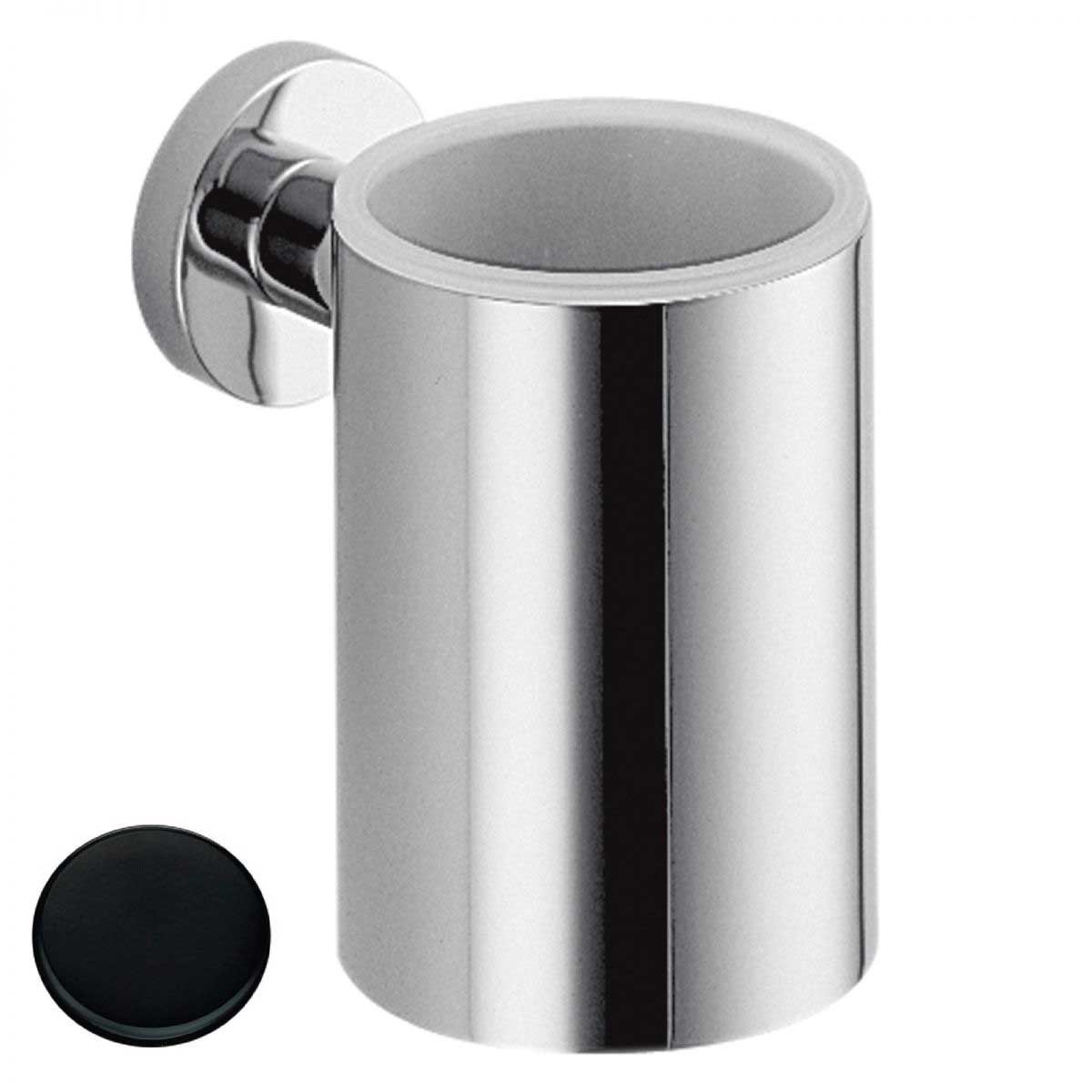 Porta spazzolini da bagno in vetro e ottone nero opaco collezione Plus di Colombo Design