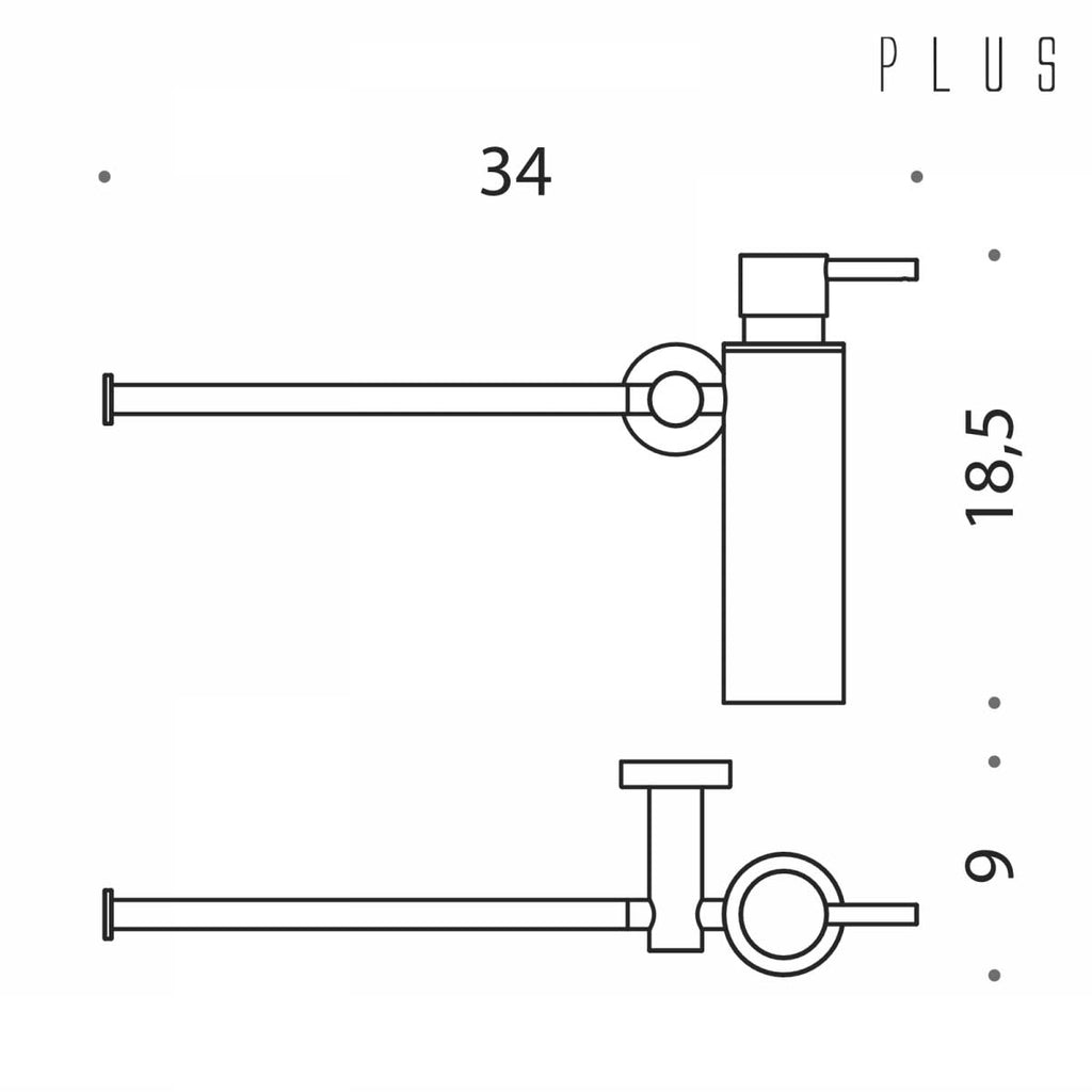 Dispenser Sapone con porta salviette Bidet finitura Nero opaco collezione Plus di Colombo Design
