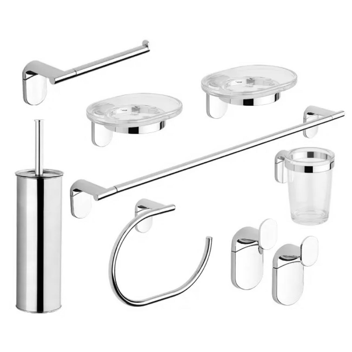 Set 8 accessori a muro Metaform serie Zero - Cromato