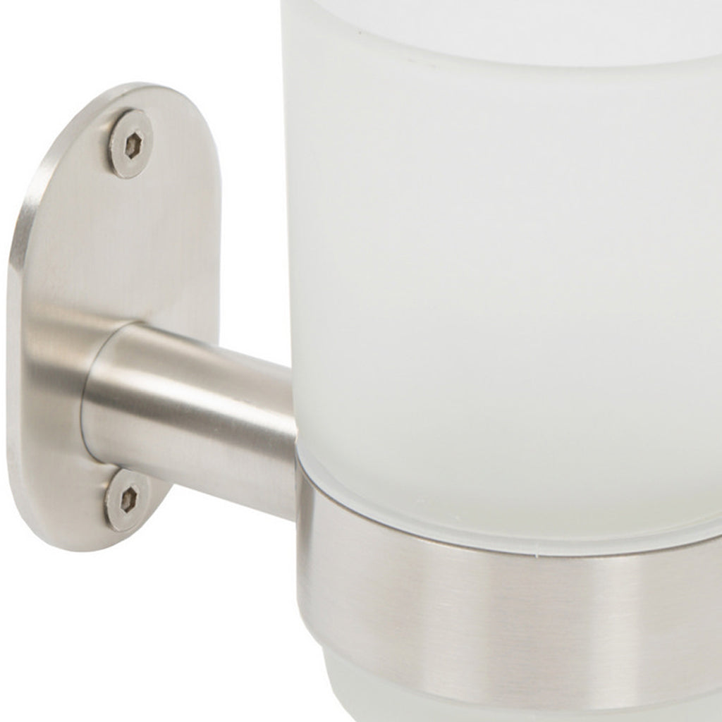 Porta spazzolini in acciaio inox spazzolato e vetro