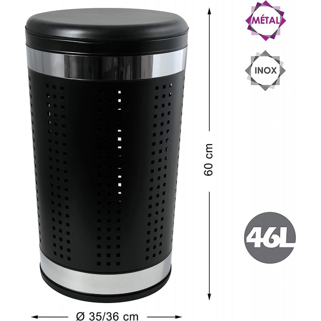 Cesto portabiancheria da 46L con fodera in Acciaio Inox - Nero