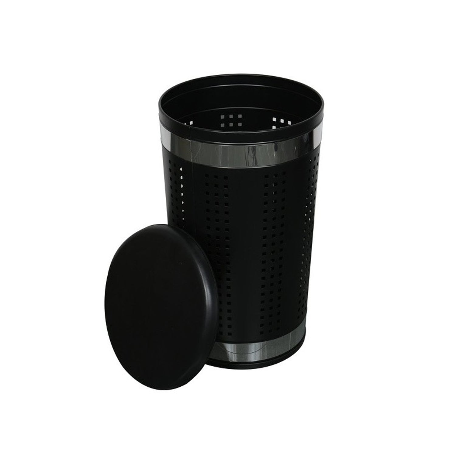 Cesto portabiancheria da 46L con fodera in Acciaio Inox - Nero