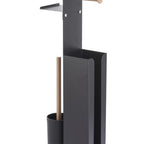 Piantana portarotolo con porta smartphone in Acciaio & BambÃ¹ modello Yoni - Nero Opaco