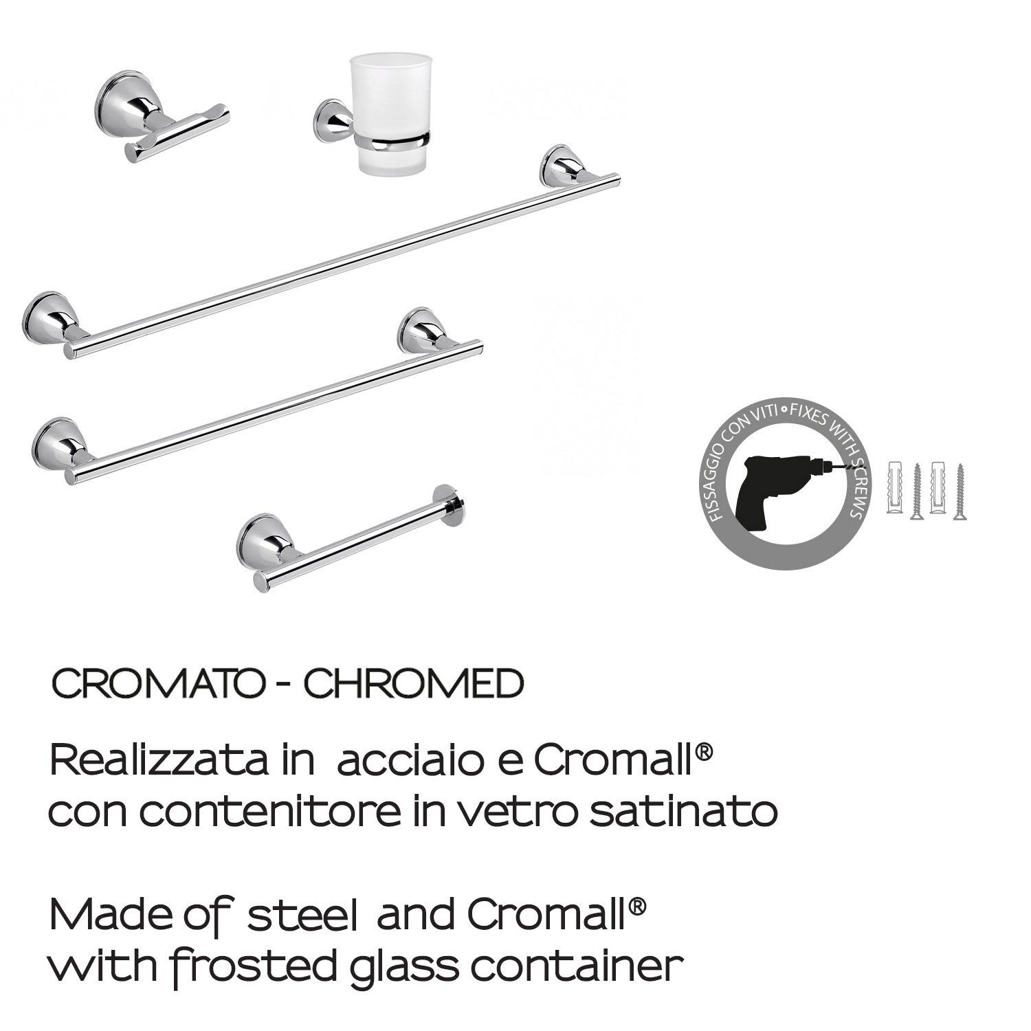 Set 5 pezzi in Acciaio Inox di Gedy serie Genziana - Cromato