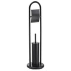 Piantana da bagno con porta carta igienica e scopino wc modello Abby colore nero opaco