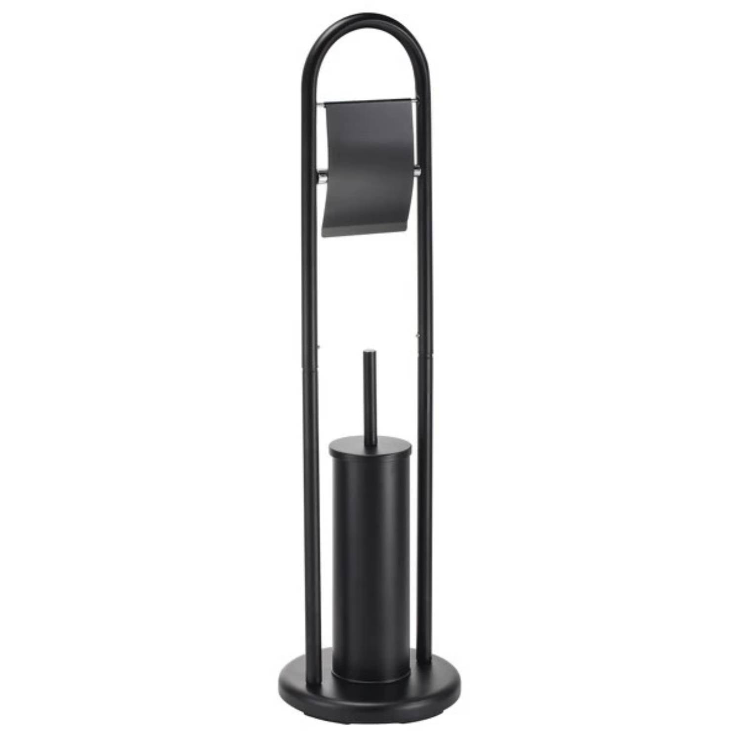 Piantana da bagno con porta carta igienica e scopino wc modello Abby colore nero opaco