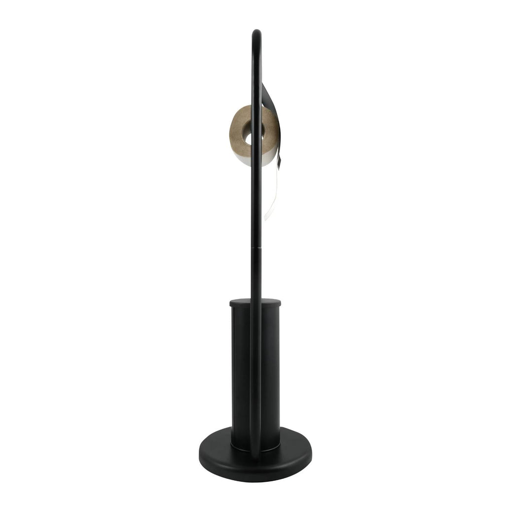 Piantana da bagno con porta carta igienica e scopino wc modello Abby colore nero opaco