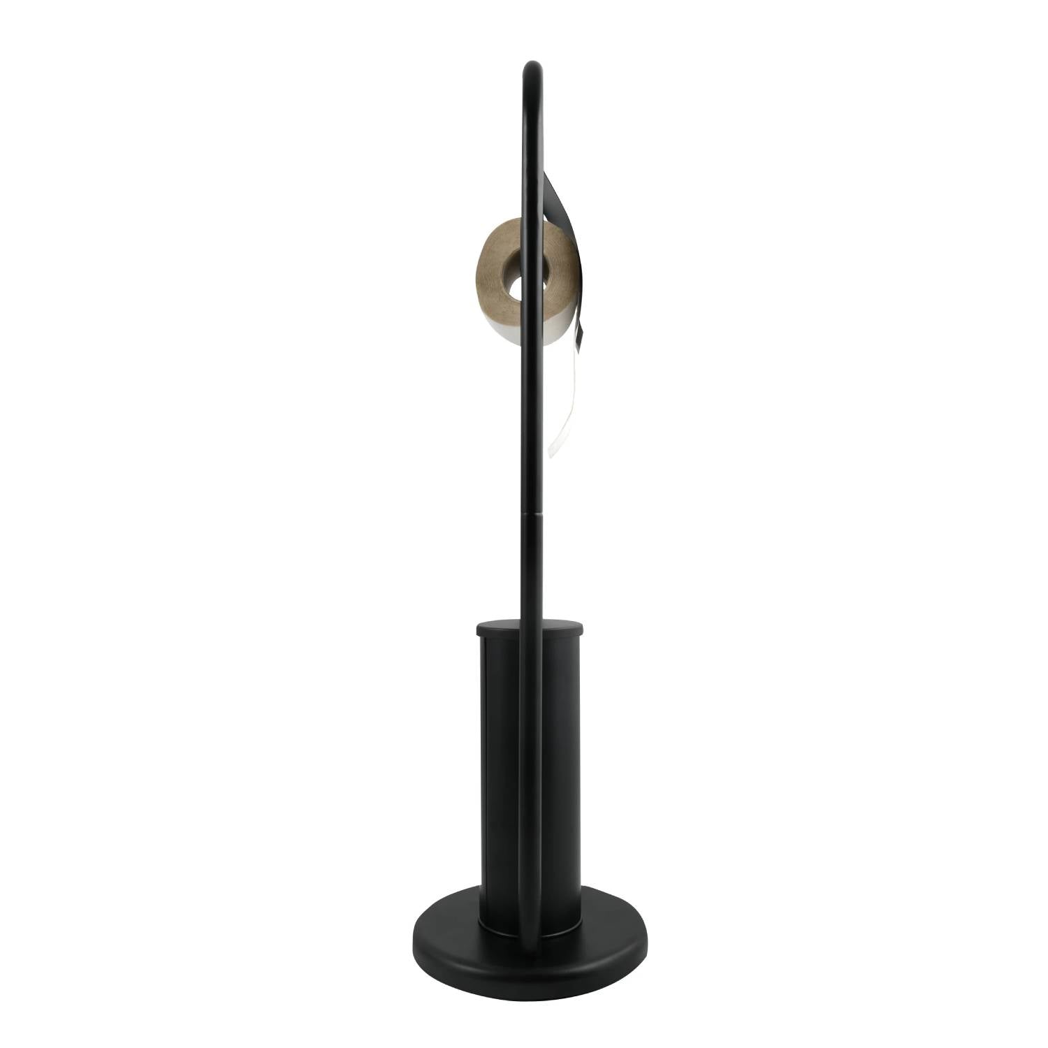 Piantana da bagno con porta carta igienica e scopino wc modello Abby colore nero opaco