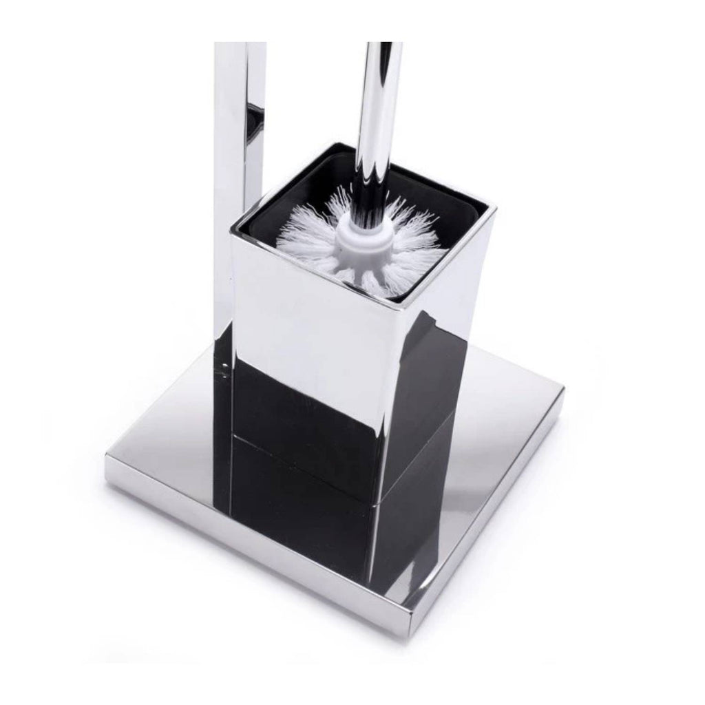 Piantana da bagno portarotolo carta igienica e scopino wc cromato