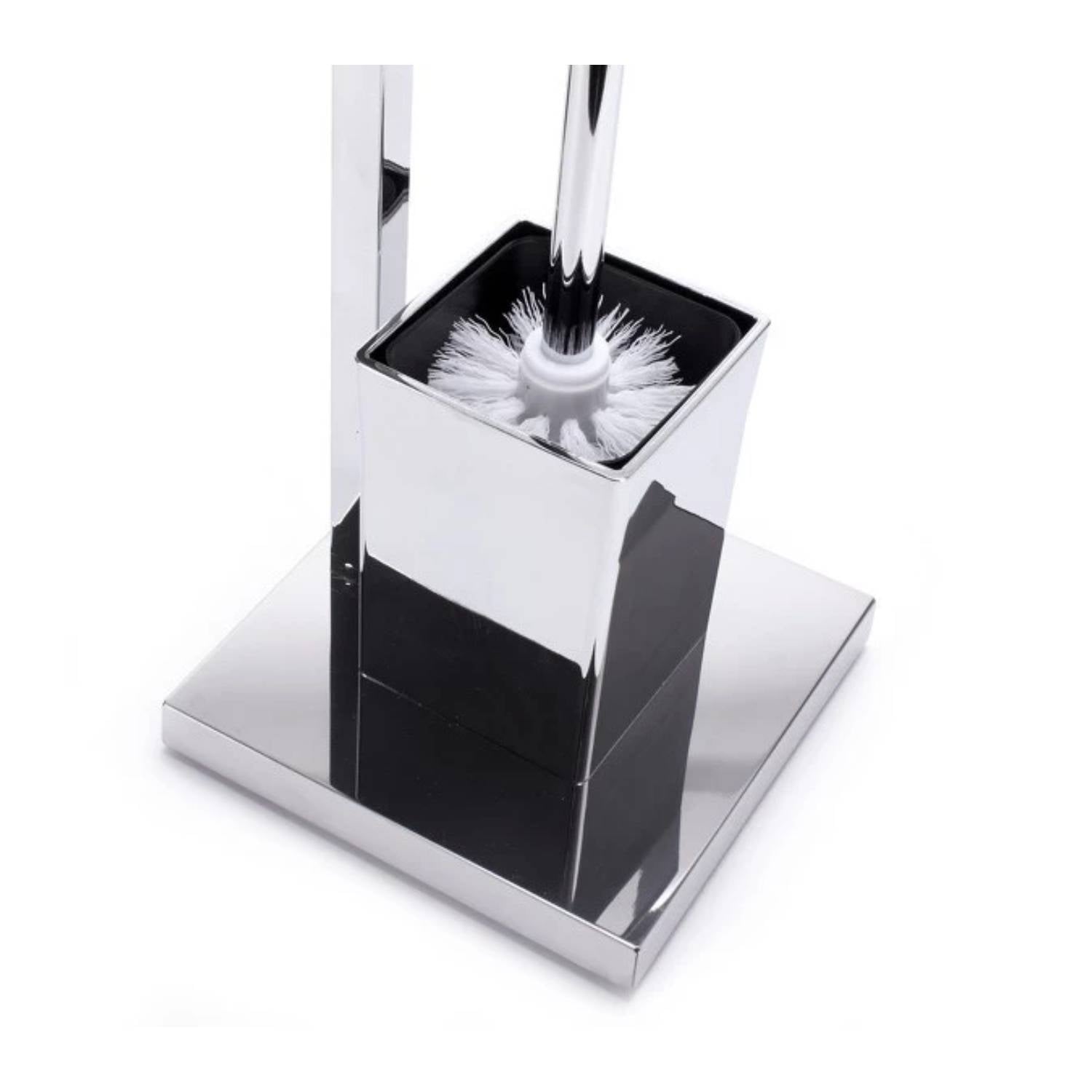 Piantana da bagno portarotolo carta igienica e scopino wc cromato