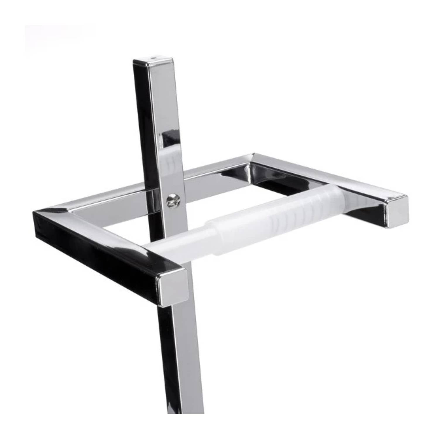 Piantana da bagno portarotolo carta igienica e scopino wc cromato