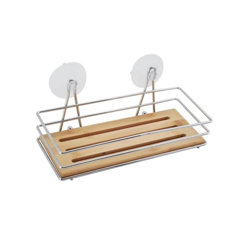 Mensola doccia con ventosa di plastica in bambÃ¹ e cromato