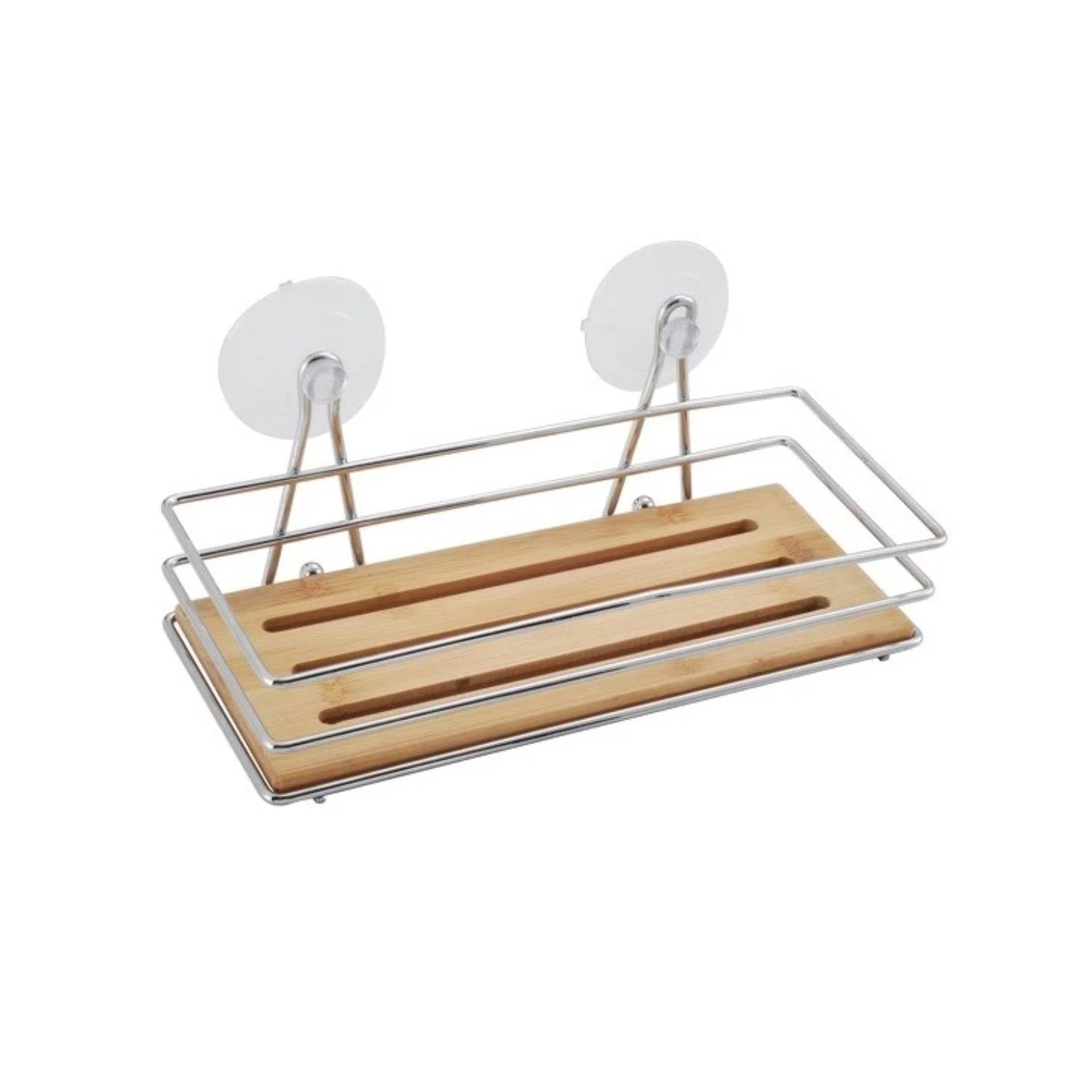 Mensola doccia con ventosa di plastica in bambÃ¹ e cromato