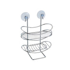 Mensola e portasapone con ventosa in plastica ovale in acciaio cromato