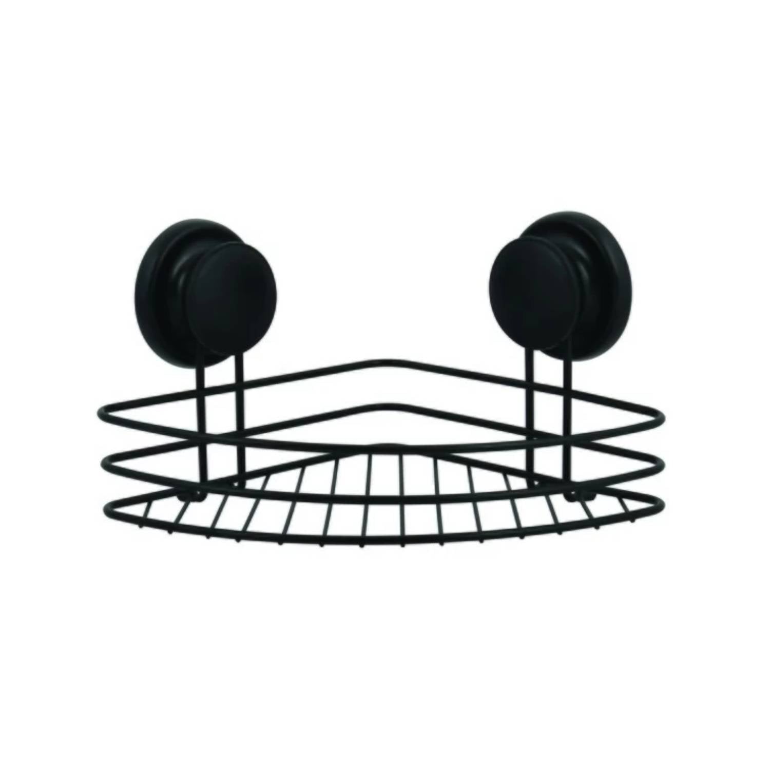 Mensola doccia angolare con ventosa nera modello Tabarca in acciaio colore nero