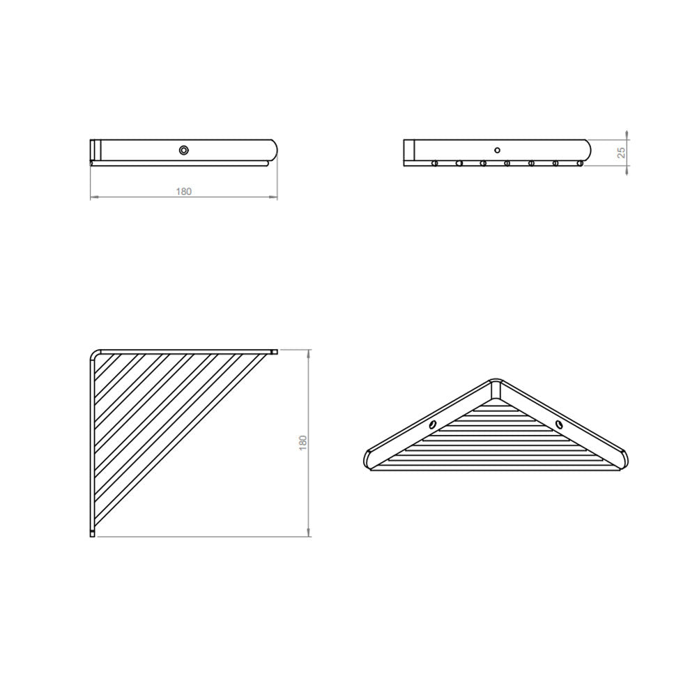 Griglia angolare porta sapone in acciaio inossidabile cromato della collezione 'Architect' by Cosmic cm 18x18x2