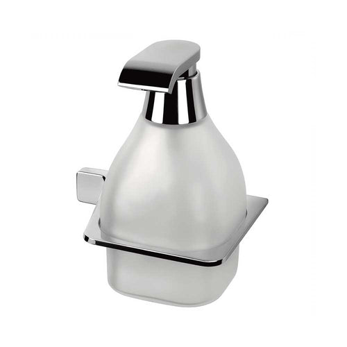 Dispenser Sapone in ottone cromato e vetro acidato versione Destra Colombo Design collezione AlizÃ¨ Con fissaggio a tassello inclusi