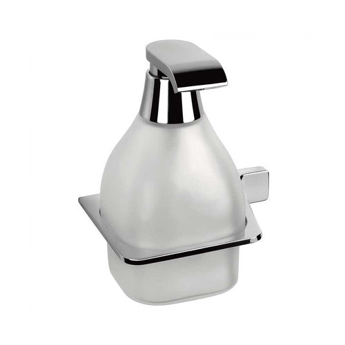 Dispenser Sapone in ottone cromato e vetro acidato versione Sinistra Colombo Design collezione AlizÃ¨ Con fissaggio a tassello inclusi