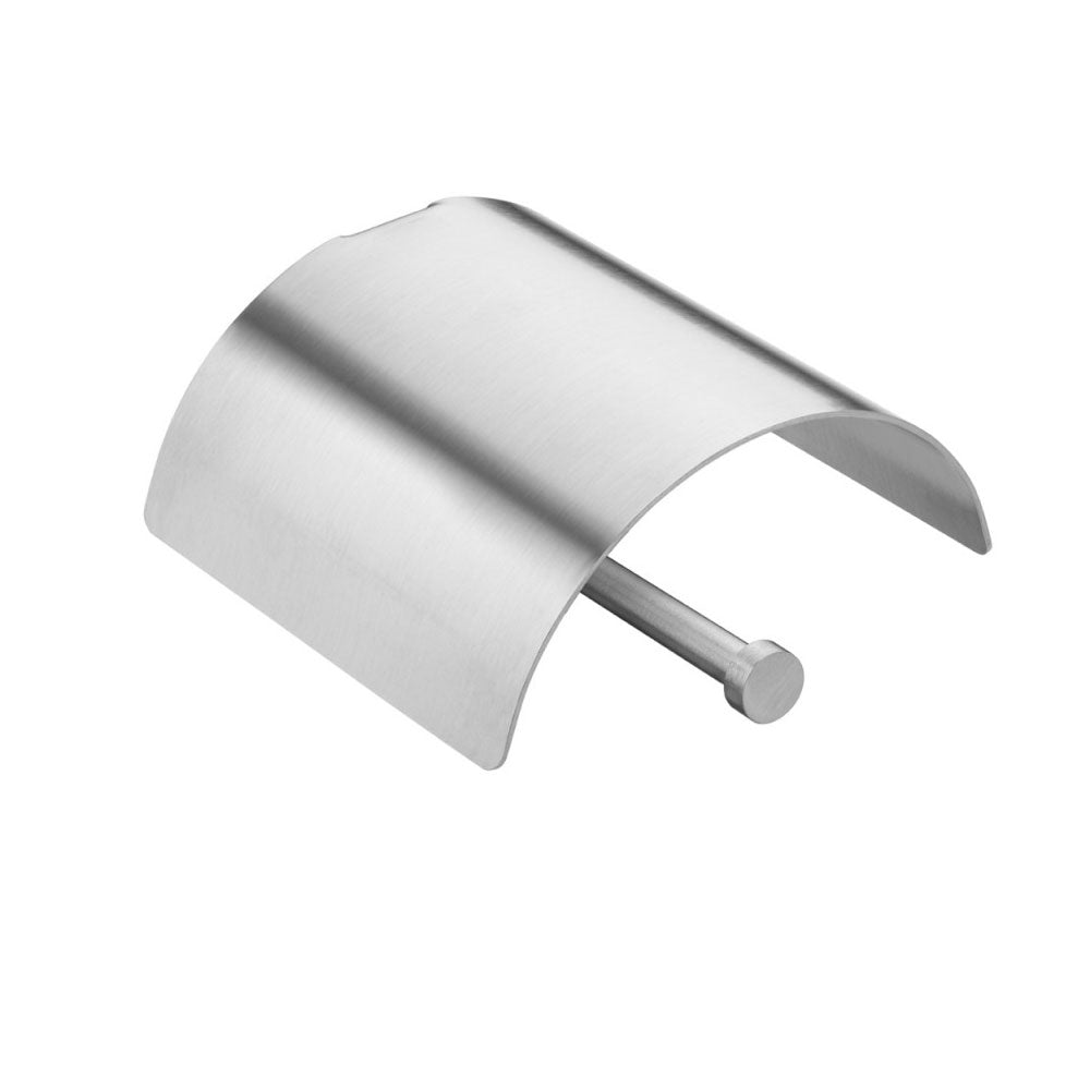 Porta rotolo sospeso in acciaio inossidabile satinato della collezione 'Logic' by Cosmic - con coperchio