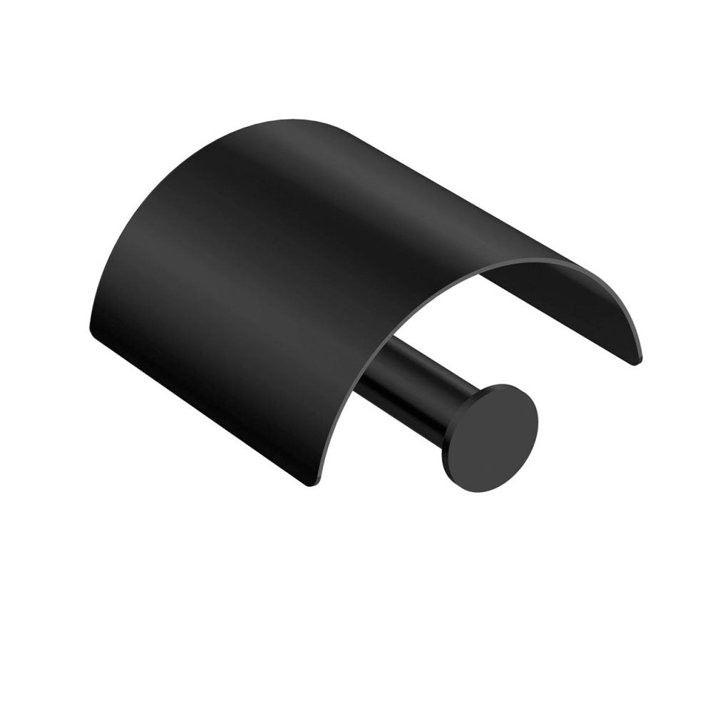 Porta rotolo sospeso in acciaio inossidabile con coperchio della collezione 'Logic' by Cosmic - Nero