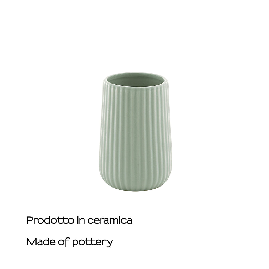 Portaspazzolini da appoggio in ceramica Gedy modello Marika - Verde Salvia