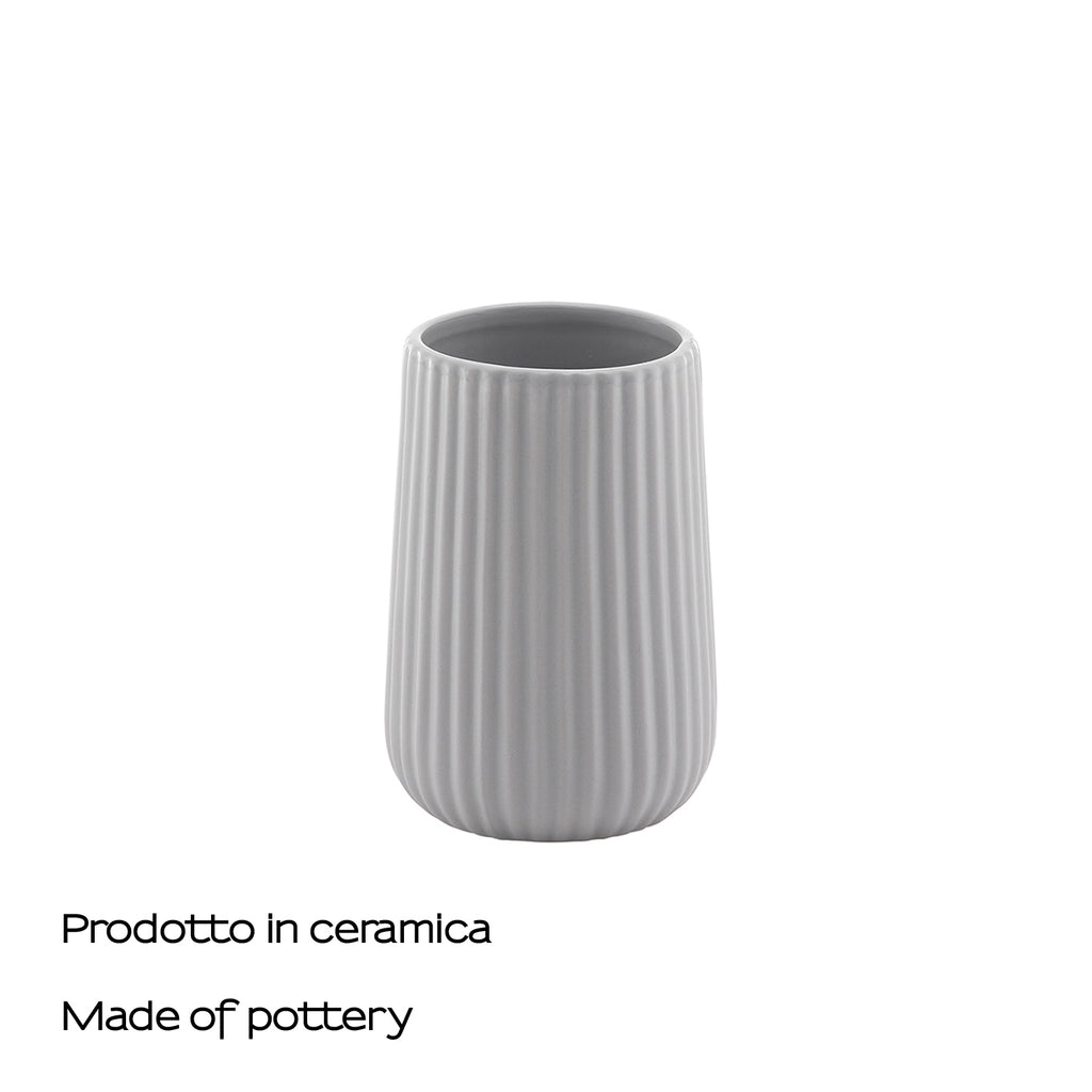 Portaspazzolini da appoggio in ceramica Gedy modello Marika - Grigio