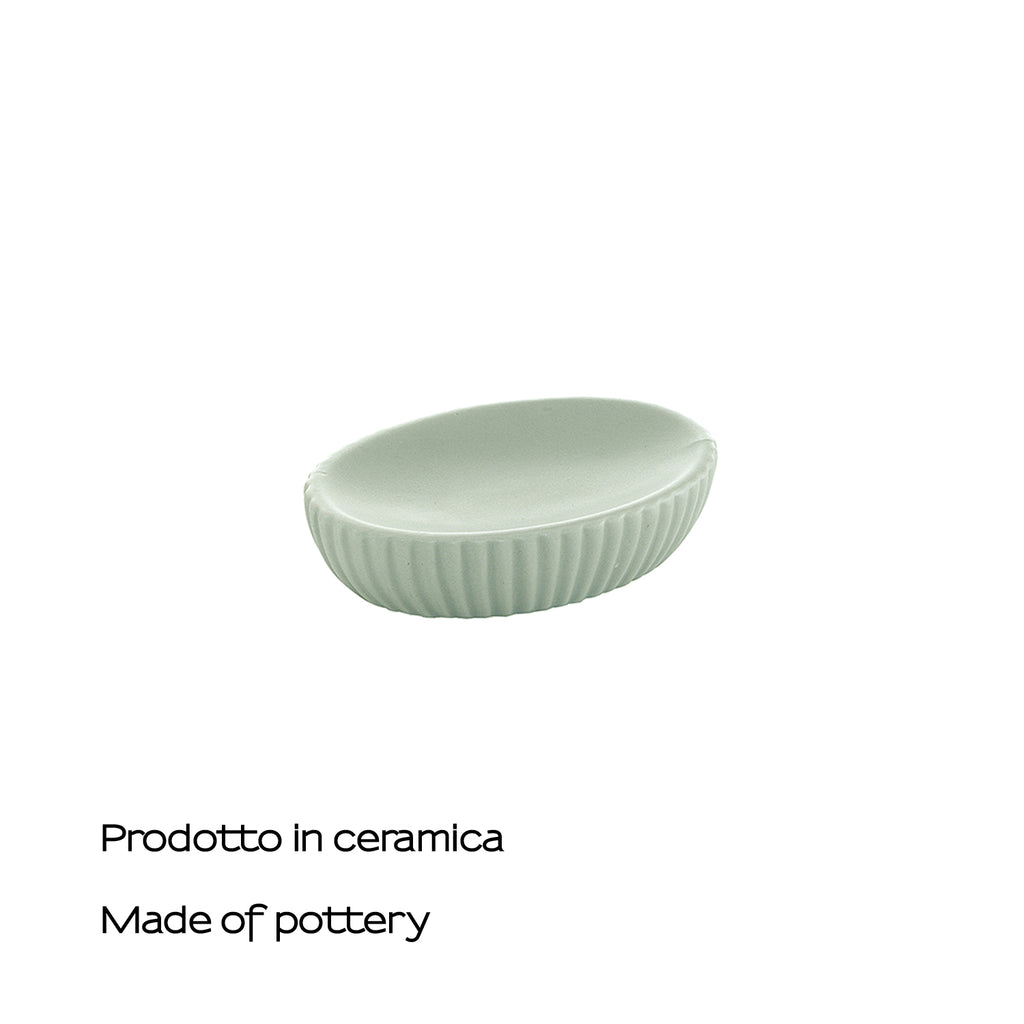Portasapone da appoggio in ceramica di Gedy modello Marika - Verde Salvia