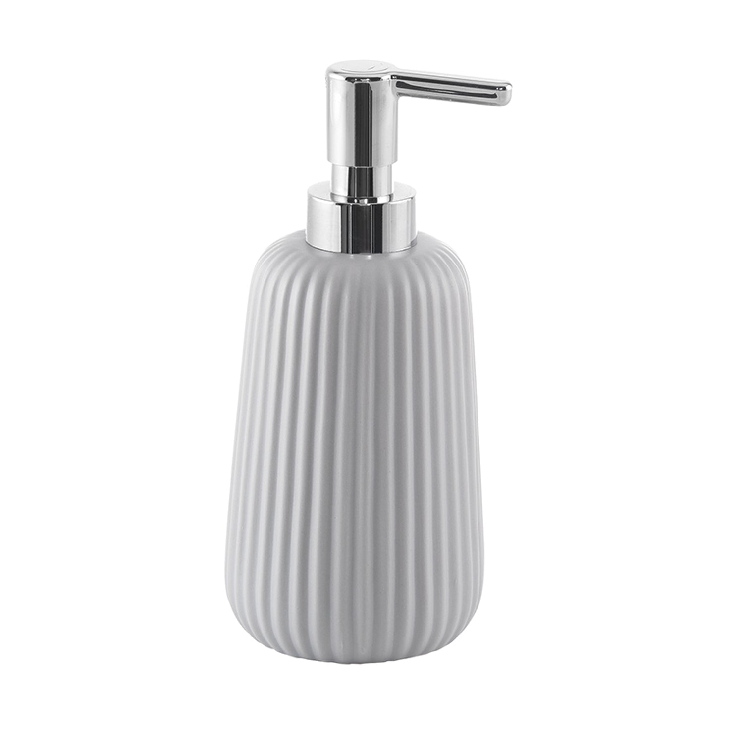 Dispenser sapone da appoggio in ceramica con erogatore in plastica cromata Gedy modello Marika - Grigio